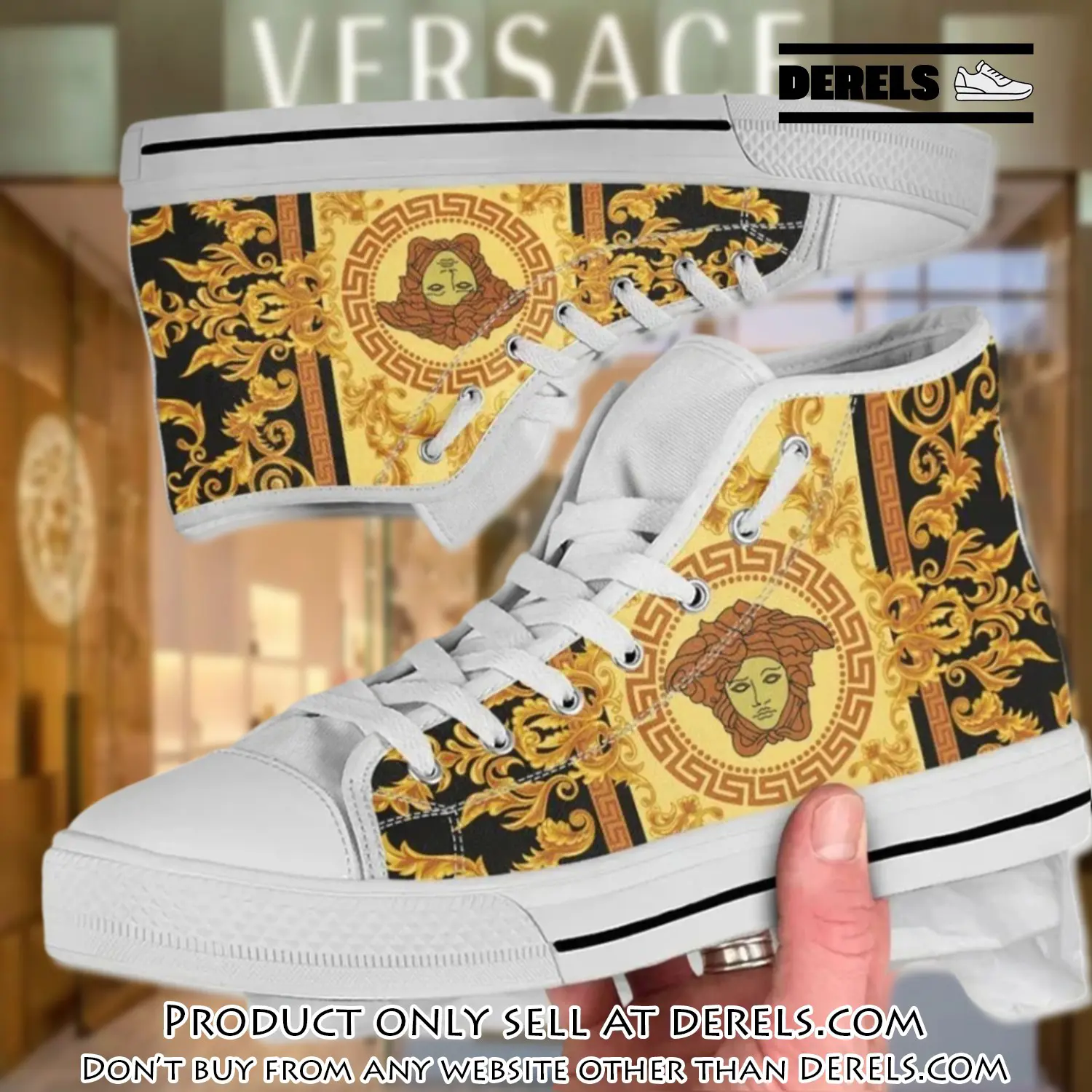 Versace medusa golden high top canvas shoes luxury brand gifts for men women dr1621700